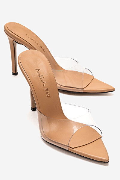 Ayakkabı Ateşi Γυναικείες παντόφλες με μυτερή μύτη και λεπτό τακούνι με διάφα...