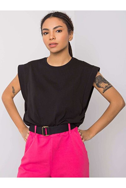 rue parıs Tricou Dama Negru din Bumbac 100%, Top Basic de Vara fara Maneci, C...