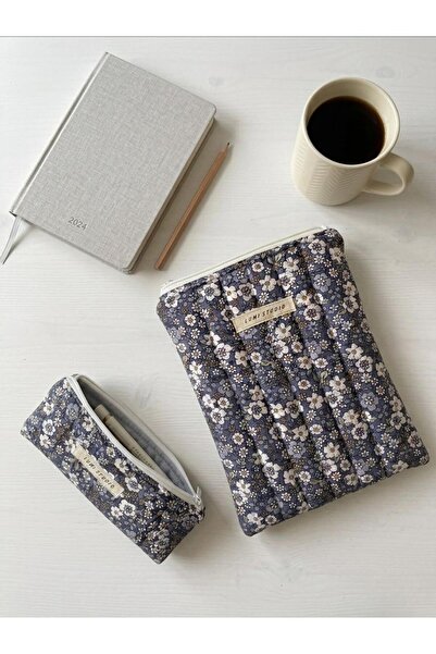 lumi Studio Mavi Tiny Flowers Kitap Kılıfı, Organizer, Ajanda, Defter Kılıfı-...
