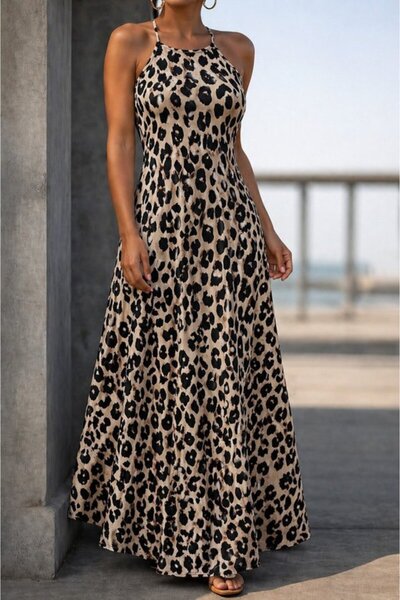 DRESSIFY WOMEN’S FASHION Γυναικείο μακρύ φόρεμα από σουπερζέρ με σχέδια και λ...