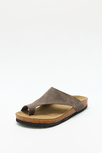 LUTVELIZADE Παντόφλες 2604 - Γυναικείες παντόφλες με φαρδιά ζώνη, καφέ σουέντ...