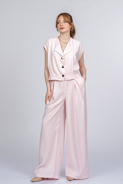 MissVina Γιλέκο με φαρδιά λαιμόκοψη Celinea και παντελόνι με φαρδιά μπατζάκια