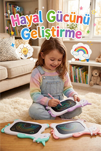 ozbience Unicorn Figürlü 10 inç LCD Dijital Yazı Tahtası Çizim Tableti