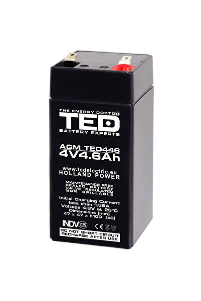 TED Electric Acumulator Stationar AGM VRLA Etans 4V 4.6A F1 T1, Dimensiuni 47...