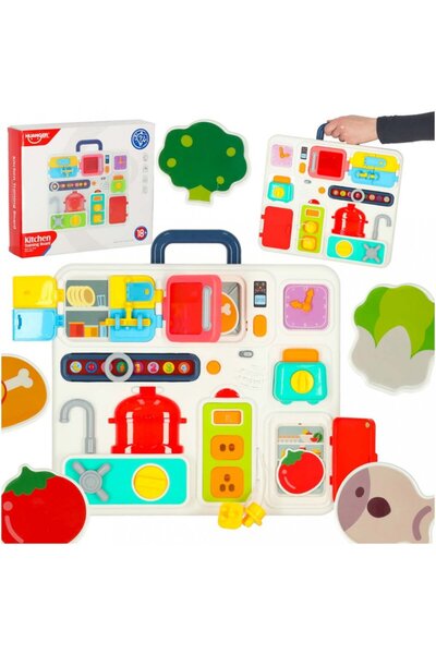 Ikonka Tabla senzoriala portabila pentru copii Kitchen, cu diverse activitati...