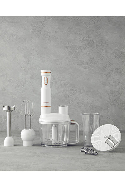 ozbience Çok Fonksiyonlu Beyaz ve Bakır Renkli 4 Bıçaklı Çok Amaçlı Blender Seti