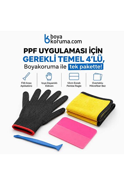 AutoDetox PPF Ragle Seti 4’lü – PPF Uygulama Aparatı, Esnek Ragle, Mikrofiber...