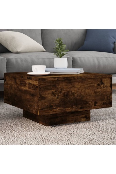 vidaxl Τραπεζάκι σαλονιού με φώτα LED, Φιμέ Δρυς, 55x55x31 εκ. 836578