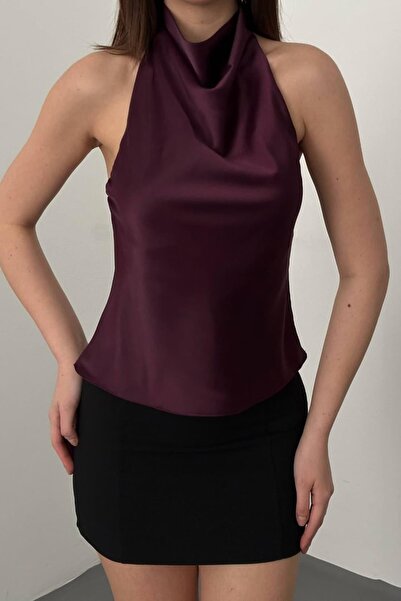 ELİSA ZR Σατέν Μπλούζα Χάλτερ