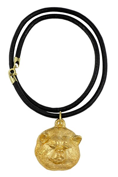 Art - Dog Akita - colier cu un câine într-o cutie cadou, pandantiv placat cu ...