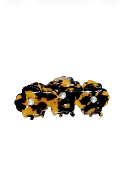 LUMI TAKI-SAAT Leopard Patterned Pearl Bone Buckle