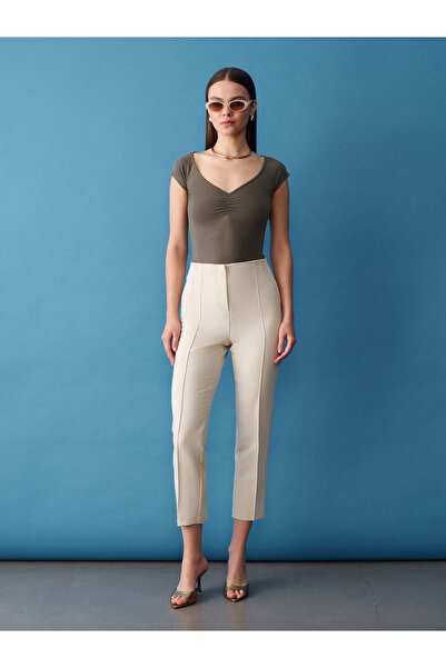 Dilvin 72679 Παντελόνι με σκισίματα-Μπεζ