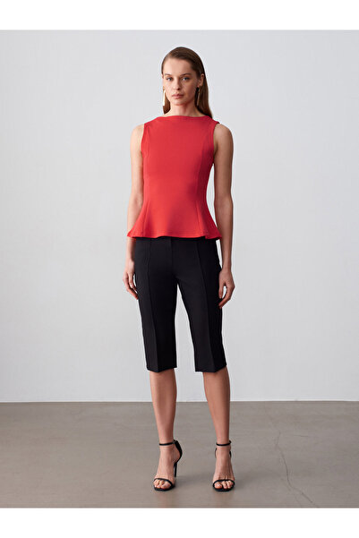 Dilvin 21001 Πεπλάμ με λαιμόκοψη Kayık, Κόκκινο