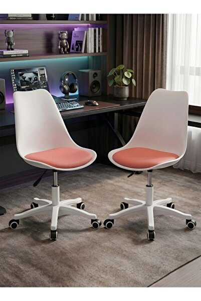 Taimi Set of 2-Ergonomic 360° Swivel Adjustable Height Chair, Pink Padded, wi...