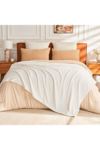 OEM Cream fluffy blanket, simple soft fleece 130 x 150 cm