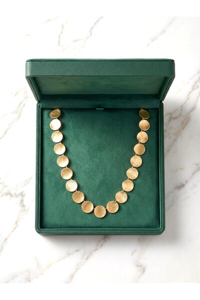 Allurist Jewerly Pullu Yuvarlak Plaka kolye
