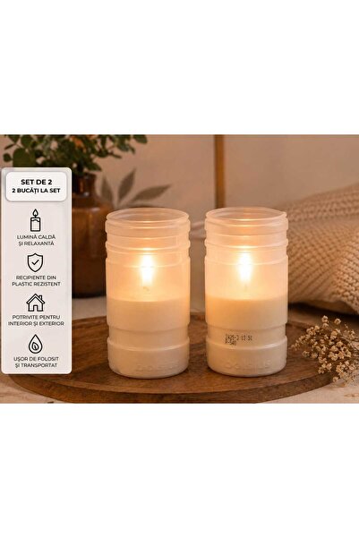 Home Set 2 lumânări decorative în recipient din plastic