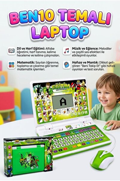 Tıfıl Toys Sesli 100 Fonksiyonlu Ben10 Temalı Fareli Türkçe ve İngilizce Dest...