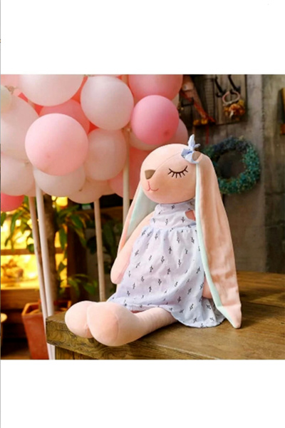 UDATOYS Uzun Kulaklı Tavşan Peluş Oyuncak Sevimli Uyku Oyun Arkadaşı 35 Cm Mavi