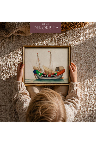 HOME DEKORİSTA Vintage Παιδικό δωμάτιο με πλαίσιο πλοίου χωρίς ΓΥΑΛΙ Πίνακας ...