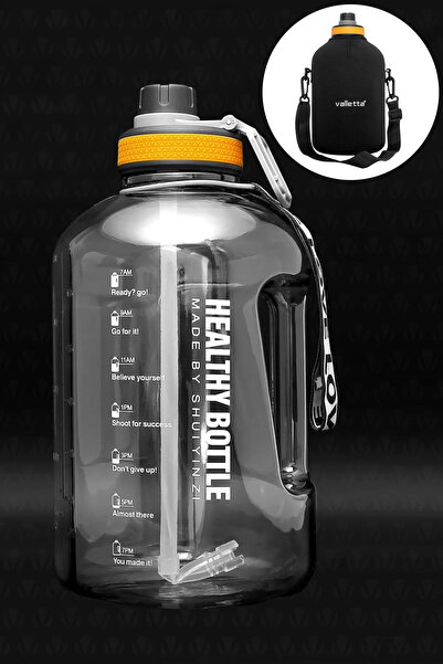 Saule Winta Bpa Içermez Motivasyonel Su Matarası 2.5 Lt Siyah Su Matarası,su ...