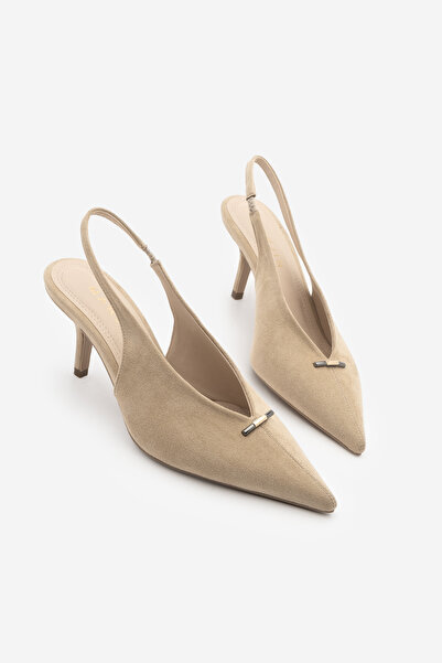 Marjin Women's Stiletto Pointed Toe Open Back Elastic Short Buckle Classic He...