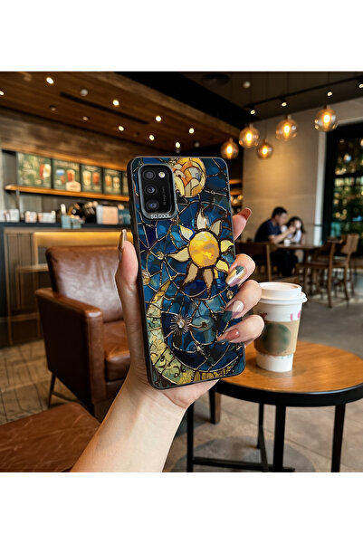 Caseji Samsung A31 Uyumlu Aygüneş Baskı Desen Darbe Emici Telefon Kılıfı MK01A