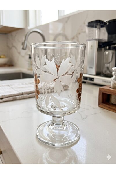 SOFT Vintage Desenli Ayaklı Sunum & Tatlı Kadehi - 4’lü Set