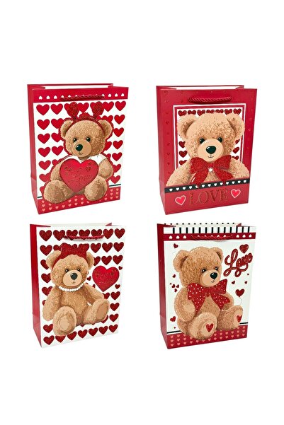 AFO Set 12 Pungi Cadou Ursulet cu Love Mixt 18x23x10