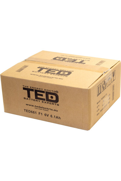 TED Electric Acumulator Stationar AGM VRLA Etans 6V 6.1A F1 T1, Dimensiuni 70mm x 47mm x h100mm