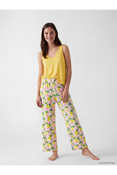 LC Waikiki Set de pijamale de damă cu decolteu în V și model