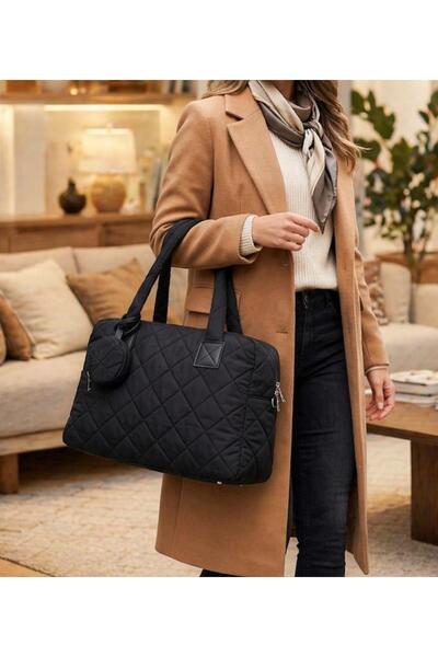addy Black Urban Chic Quilted Shoulder and Hand Bag