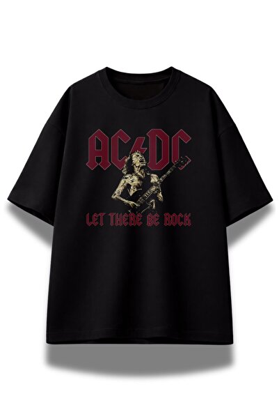 Fuddy Moda Μπλουζάκι Unisex AC-DC Let There Be Rock με στάμπα, Oversize μπλου...