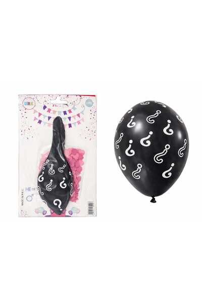ENG PARTİ DÜNYASI Gender Reveal Balloon – Black “?” Printed Balloon and Pink ...