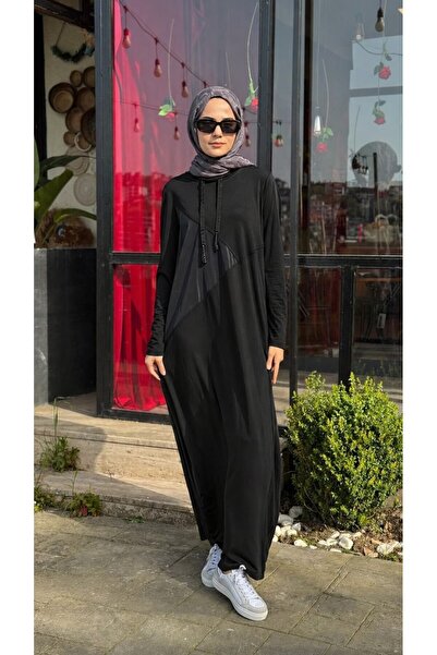 Nurcan Çetin 26124 Φόρεμα ολόσωμο με γιακά με κορδόνια και διακοσμητικά στοιχεία