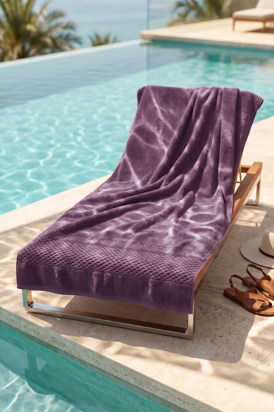 REMSA Памучна кърпа за плаж и басейн 03 Сливов цвят