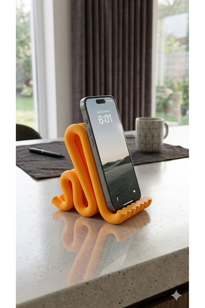 HisConcept Estetik Kıvrımlı Masaüstü Telefon Standı Sarı Renk - Modern Ofis v...