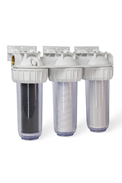 Ermetiq AQUAQUBE Filtru de apă 3 x 10” cu racord în linie de 1/2” pentru filt...