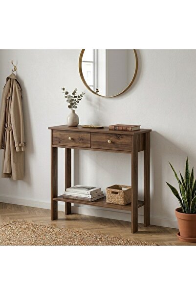 Saule 90 CM MANDOSİ ÇİFT ÇEKMECELİ CEVİZ DRESUAR ÇOK AMAÇLI DOLAP ANTRE