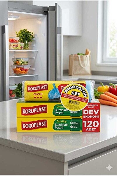Koroplast Buzdolabı Poşeti Orta Boy 120 Adet + Orta Boy Çöp Poşeti 15 Adet Pr...
