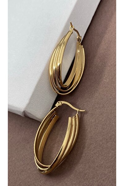 Çelik Oval kıvrımlı küpe