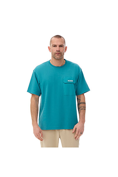 Columbia تي شيرت هيريتاج للرجال باللون الأزرق للاستخدام الخارجي CS0376-430