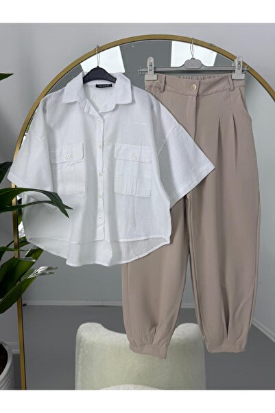 VOLT CLOTHİNG Σετ λινό πουκάμισο και παντελόνι