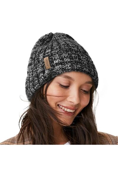 Dotail Furtalk Unisex Χοντρόπλεκτος Ελαστικός Σκούφος Διπλής Στρώσης, Μαύρο/Γ...