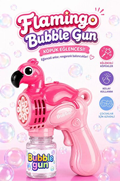 ZİVENTA Flamingo Bubble Gun Köpük Tabancası – Otomatik Işıklı Baloncuk Makine...