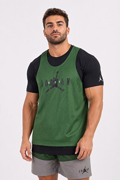 Nike Jordan X Off White Mens T-Shirt Atlet Detaylı Erkek Pamuklu Tişört Yeşil...