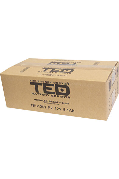 TED Electric Acumulator Stationar AGM VRLA Etans 12V 5.1A F2 T2, Dimensiuni 90mm x 70mm x h101mm