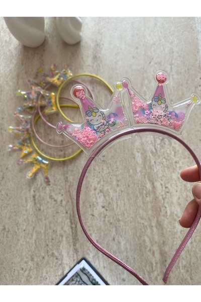 BEBESİS Pembe renk ünicorn figürlü kız çocuk taç