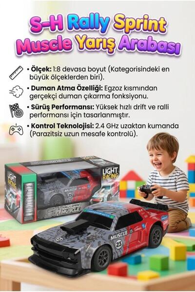 Tıfıl Toys Uzaktan Kumandalı 9 Fonksiyonlu Sesli Işıklı 1:8 Ölçekli Duman ve ...