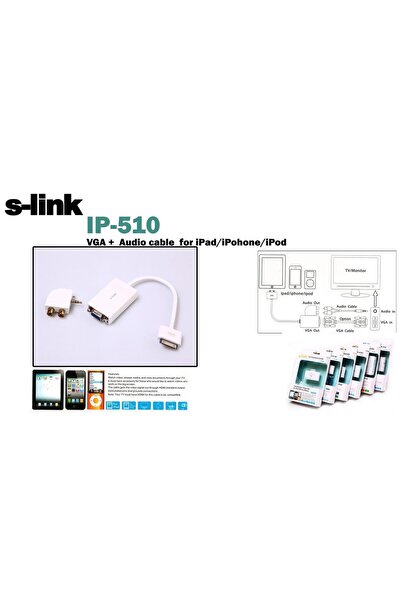 Generic Brand IP-510 محول آي باد إلى VGA ومحول الصوت